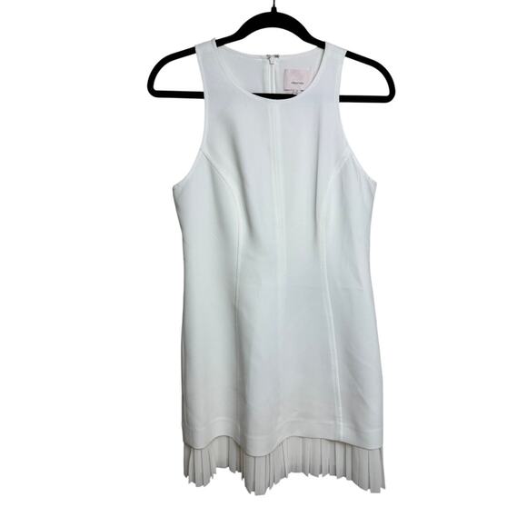 Cinq a Sept White Sleeveless Mini Dress with Pleats Sz. 8 - Picture 1 of 3
